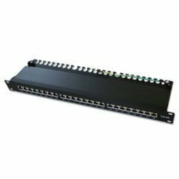 Swe-Tech 3C Rackmount 24 Port Shielded Cat6a Patch Panel, Horizontal, 110 Type, 568A & 568B Compatible, 1U FWT69BK-56024